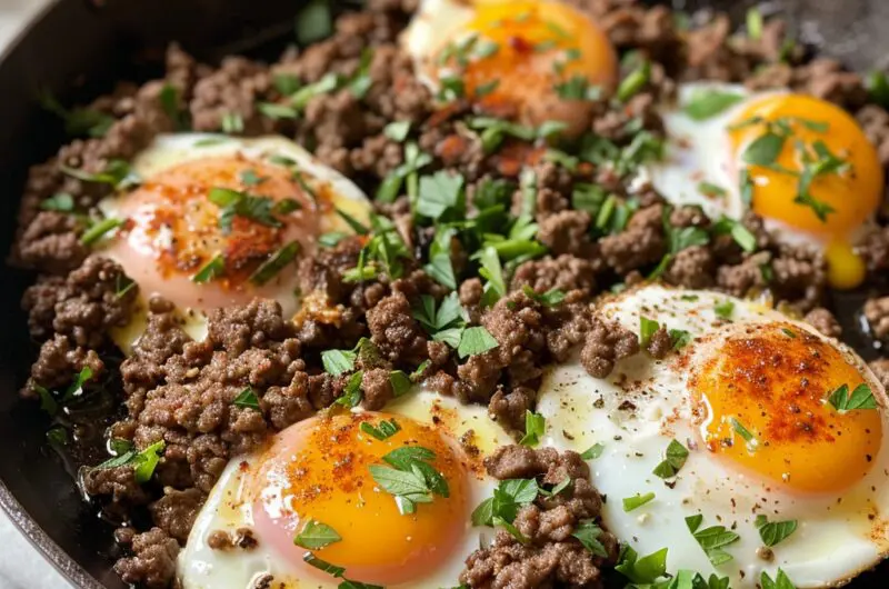Savory Ground Beef with Eggs